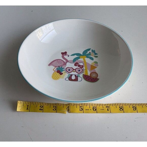 Sanrio Hello Kitty Beach Summer Tropical Ceramic Pasta Dinner Bowl Flamingo NEW - Picture 5 of 10